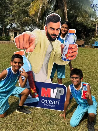 Young players from our Winter League posing with our refreshment partner's display. It's all about having fun and creating a great atmosphere.