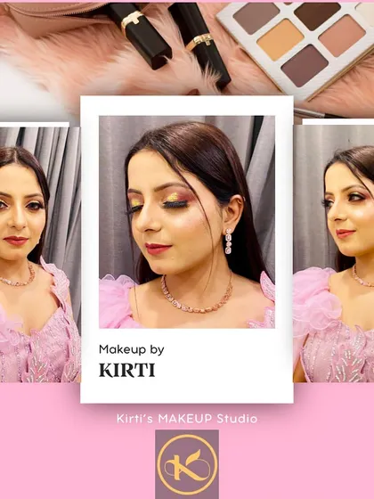 A collage of the pink gown look, showing different angles and highlighting the professional quality of the makeup.