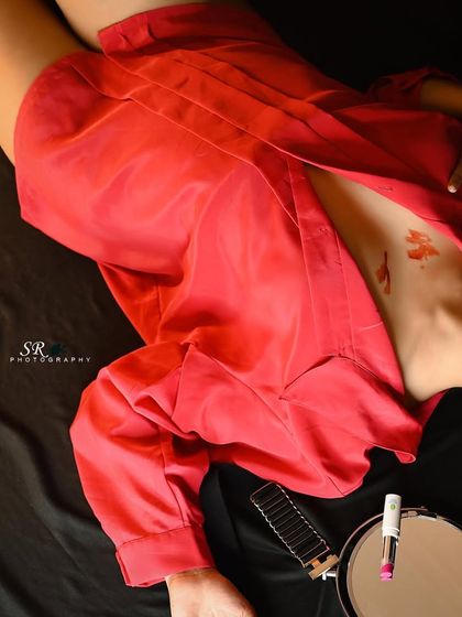 A similar overhead shot, focusing on the composition and the story told through the props.