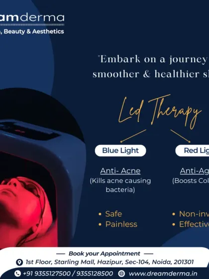 LED Therapy uses different colors of light for targeted benefits. Blue light is anti-acne as it kills bacteria, while red light is anti-aging because it boosts collagen. This treatment is safe, painless, and highly effective.