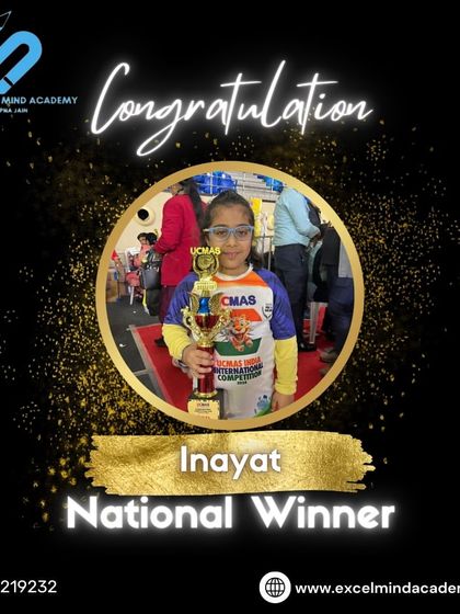 We are incredibly proud of our national winner, Inayat. Her victory in the National Level Abacus Competition is a testament to her dedication and the effectiveness of our training.
