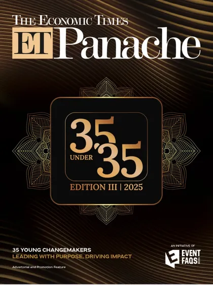 The official cover graphic for the ET Panache 35 Under 35, Edition III. Being included in this list of young changemakers is a significant milestone in my career.