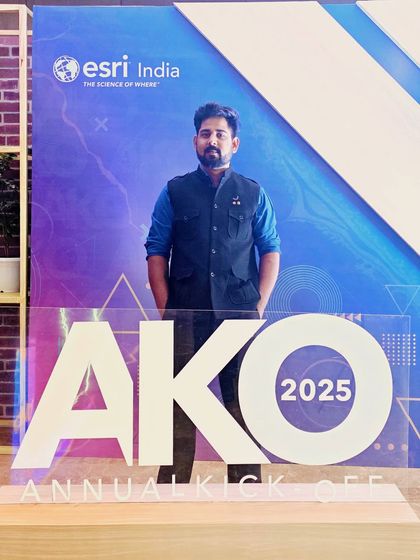 Posing at the ESRI India Annual Kick Off 2025. It's always an honor to be part of significant corporate milestones and contribute to the event's success.