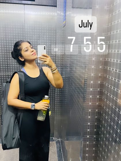 This is a student's transformation from January to July. Her journey from starting her yoga course to teaching her own classes is a powerful example of how dedication to the practice can change your life.