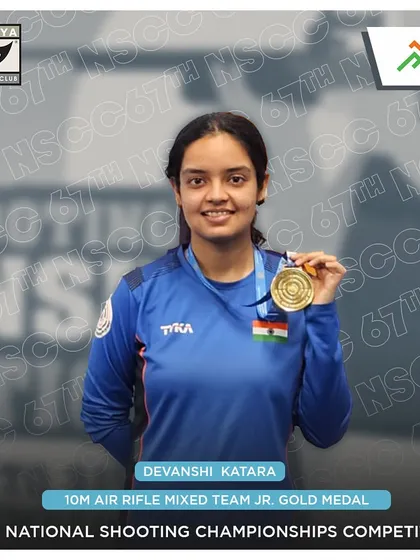 Congratulations to our shooter Devanshi Katara on winning the Gold Medal in the Mixed Team Jr event at the 67th National Shooting Championships.