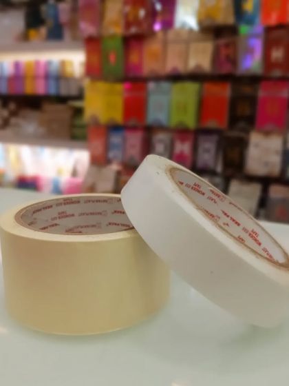 A shot of our double-sided tape rolls. I stock different types and sizes to meet all your decorating needs, whether for a small home party or a large event.