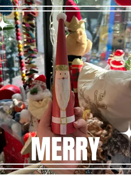 Wishing you a very Merry Christmas! This little hand-painted wooden Santa is one of the many festive treasures you can find in our store.