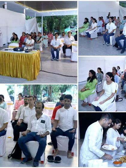 A collage from our Pune event, another location in our 5-city spiritual connection. It shows participants meditating and enjoying the community atmosphere.