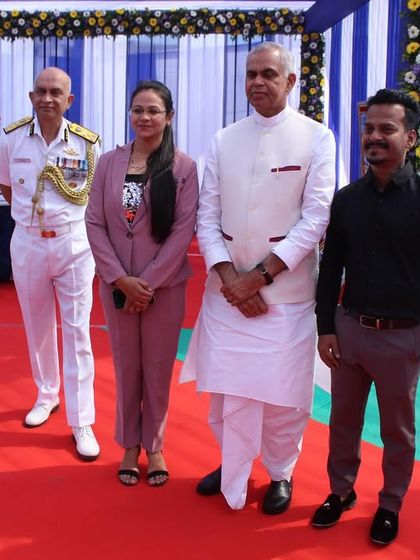 Another cherished photo from the Indian Coast Guard event in Gujarat, standing alongside the Governor and officers.