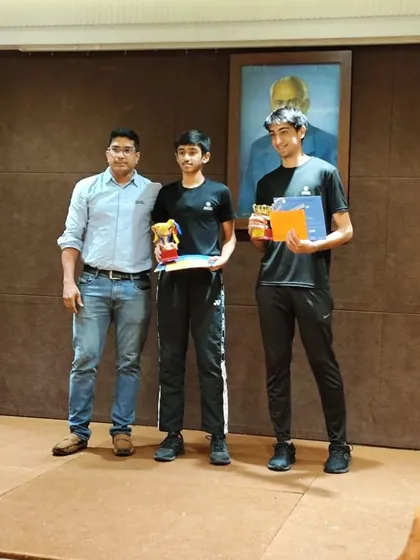 Our U-17 boys doubles champions, Harshit and Sahil, receiving their awards.