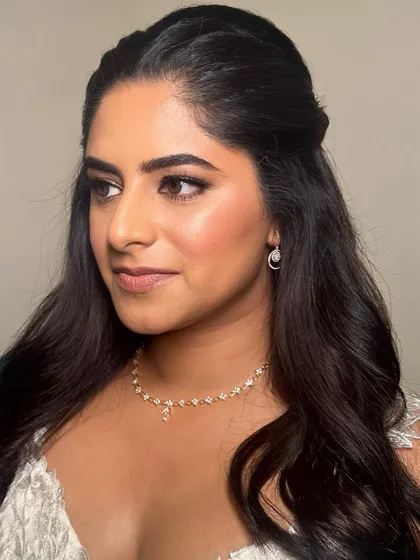 So much radiance and joy. For this Christian wedding, I created a soft and romantic look with a natural glow, defined brows, and a subtle lip to complement her beautiful white gown.