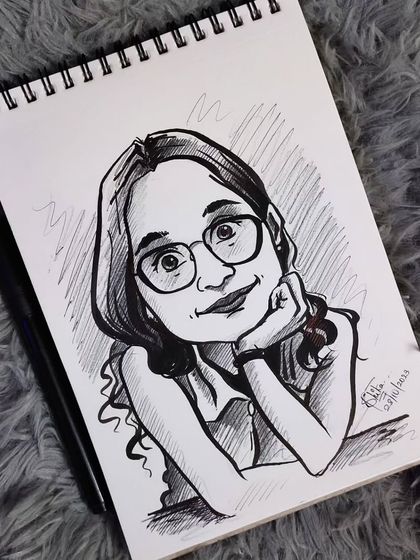 A thoughtful pose in this caricature. I enjoy drawing people in natural poses that reflect their personality.