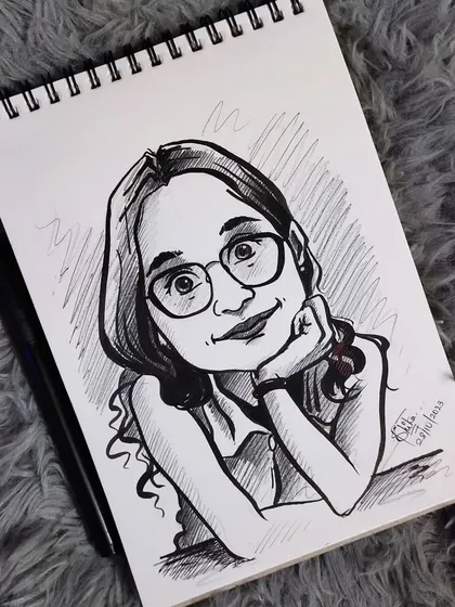 A thoughtful pose in this caricature. I enjoy drawing people in natural poses that reflect their personality.