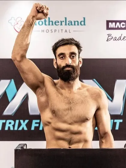 Owais Yaqoob, after making weight. He's David in this fight against Goliath, but I'd still place my bets on him.