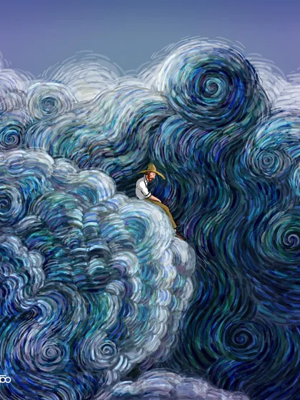 On the anniversary of his death, I picture Vincent sitting atop the swirling waves of his own creation. He is no longer drowning in them but has risen above, a master of the emotional world he painted.