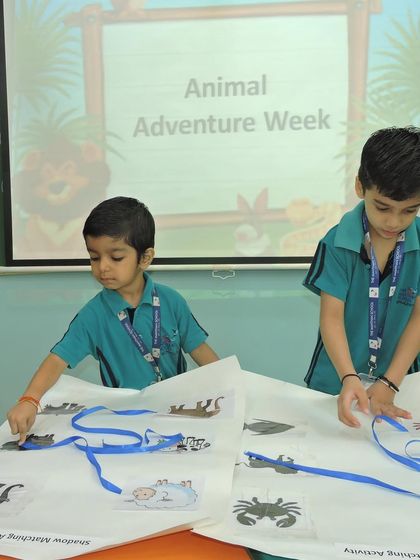 Students work on a shadow matching activity, a fun game that enhances their visual perception and problem-solving skills.