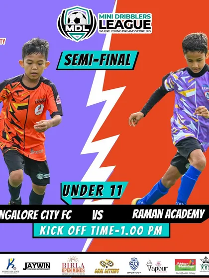 Semi-final match-up poster for our U11 team in the Mini Dribblers League.