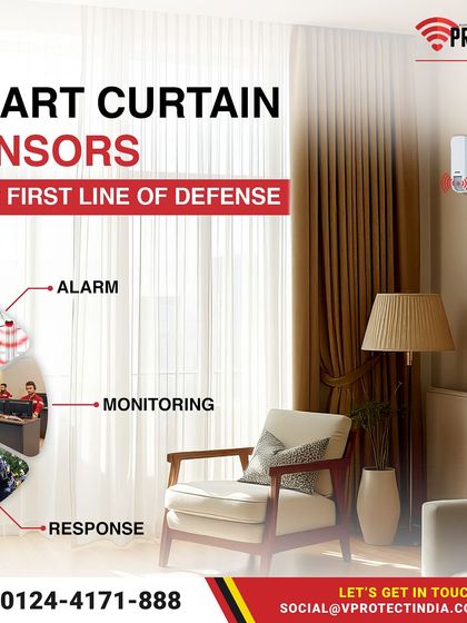 Our smart curtain sensors are your first line of defense for windows and glass doors. They create an invisible barrier that triggers an alarm if breached, alerting our monitoring team and response officers immediately.