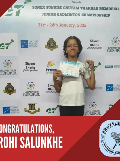 Aarohi Salunkhe shines with her bronze medal in the Under 13 Girls Singles at the Gautam Thakkar Memorial Junior Badminton Championship.