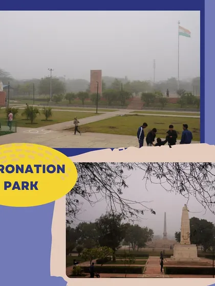 A collage of Coronation Park, the site of the grand Delhi Durbars of 1877, 1903, and 1911. This park is now a resting place for the statues of British monarchs and viceroys removed from central Delhi after independence.