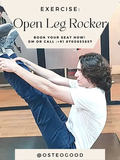 This is a client mastering the "Open Leg Rocker," a Pilates exercise that is excellent for building core strength and improving balance. I often integrate Pilates into rehabilitation plans to not only heal injuries but also prevent them from happening again.