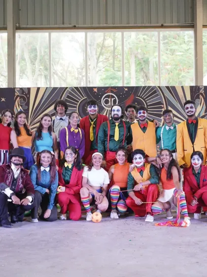 The winning batch in their vibrant clown-themed costumes, a testament to their creativity and performance quality.