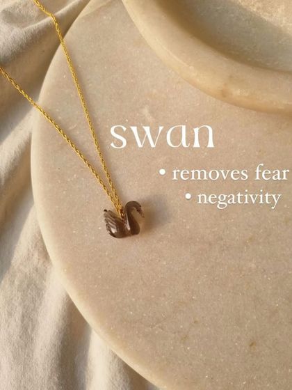 The Smoky Quartz swan pendant, a piece I created to help remove fear and negativity.
