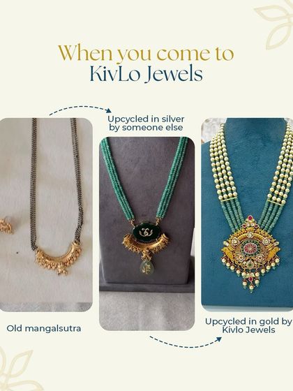 This mangalsutra had been reworked once before in silver, but the client wasn't happy. We gave it the golden glow-up it deserved, transforming it with 22-karat gold, kundan, and a temple motif into a piece she can pass down.