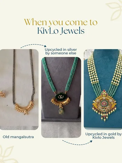 This mangalsutra had been reworked once before in silver, but the client wasn't happy. We gave it the golden glow-up it deserved, transforming it with 22-karat gold, kundan, and a temple motif into a piece she can pass down.