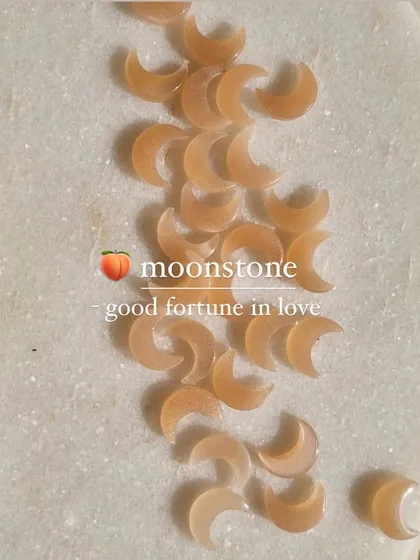 Another look at my raw peach moonstone crescents. This stone is wonderful for attracting good fortune in love and abundance.