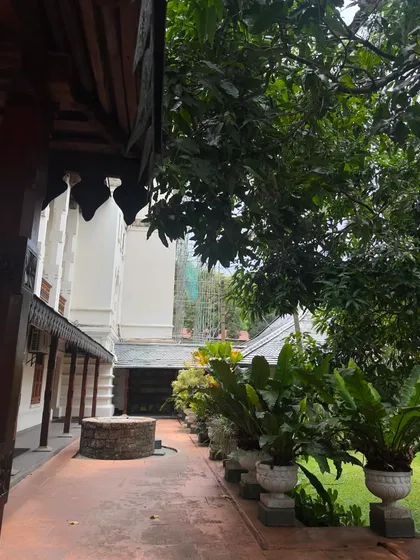 A beautiful corridor in Sri Lanka, lined with potted ferns. This image, from a trip to study the work of Geoffrey Bawa, inspires our use of plants to create elegant and rhythmic architectural features.