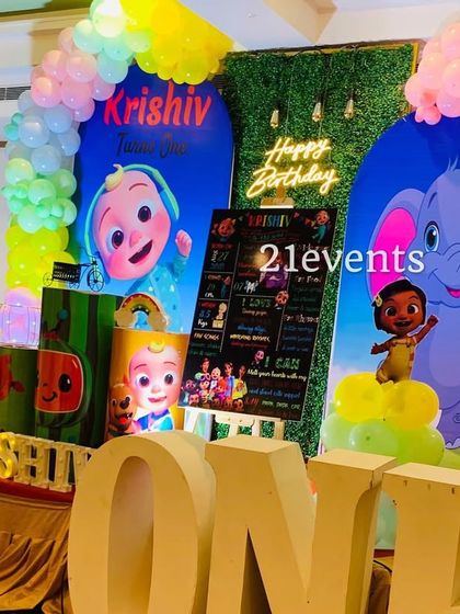 A Cocomelon theme featuring a milestone board, perfect for capturing memories of the first year.