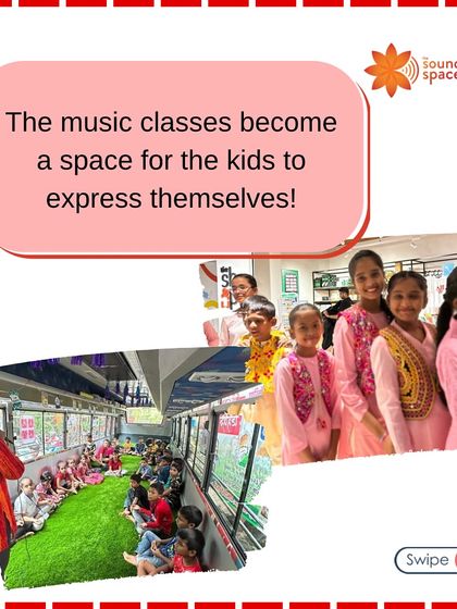 A graphic from a Mid-day feature, quoting our philosophy that our music classes become a space for kids to express themselves.