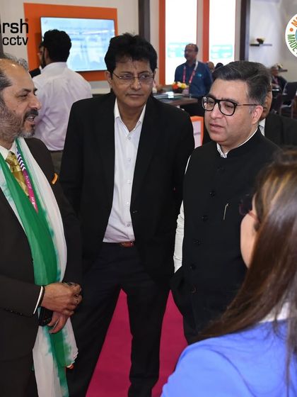 Our founder, Mr. Sanjeev Sehgal, in discussion with industry leaders at IndiaSoft & Convergence 2025. These conversations are vital for driving the future of global security with Indian innovation.