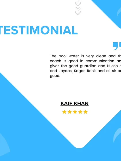 "The pool water is very clean and the coach is good in communication." Thank you, Kaif. We prioritize safety, hygiene, and clear communication to ensure a great experience for all our swimmers.