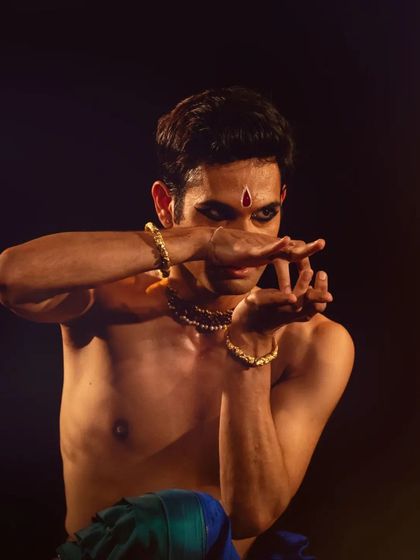 Using hand gestures, or mudras, to tell a story. Each mudra has a specific meaning, allowing me to communicate complex narratives without words.