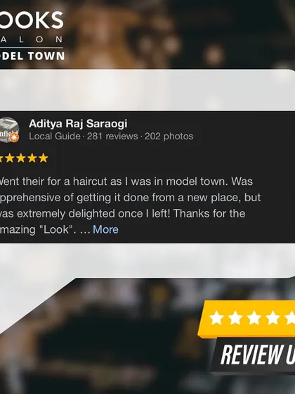 A review from a first-time client, Aditya, who was "extremely delighted" with his amazing "Look." We love impressing new customers and turning them into regulars.