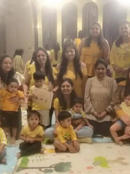 The full group from our yellow-themed Sticks semester celebration. Thank you to all the parents and little angels for a beautiful semester.