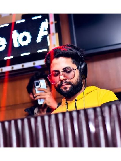 In the booth, with the lights hitting just right. A typical night at the office.