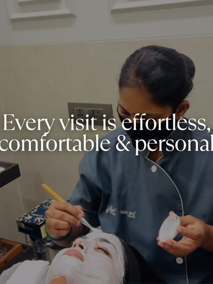 Every visit is designed to be effortless, comfortable, and personal. Here, a client is receiving a gentle mask application during a customized facial, ensuring even coverage for the best results.