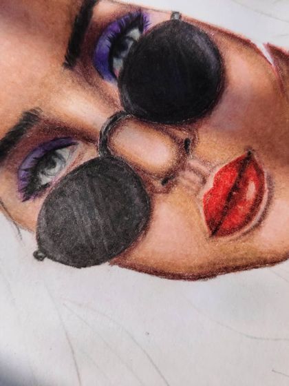 A close-up of the face from the imaginative portrait WIP.