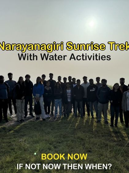 A promotional graphic for our Narayanagiri Sunrise Trek, which includes water activities.