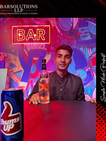 A closer look at our bartender and the branded setup for the Thums Up collaboration.