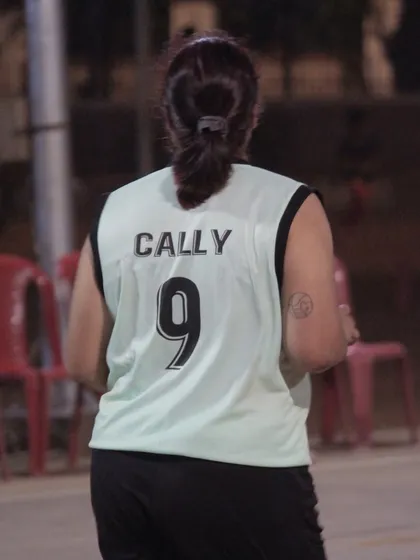A player from the Hooping Hotties, ready for action. This team is a force to be reckoned with.