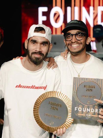 The winners and judges of the Foundry jam, celebrating a successful event. Foundry is all about pushing creative concepts and celebrating the art of dance.