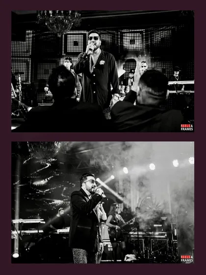 A collage of Mika Singh performing at a private event we planned. We have the connections to bring in top Bollywood artists for any celebration.