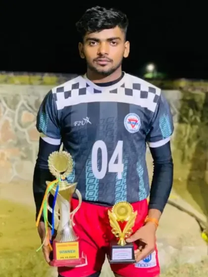 One of our promising defenders with his trophies after being selected for the Under-18 National Championship.