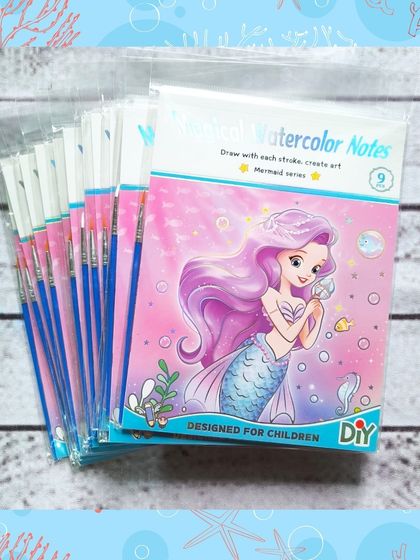 Another version of the mermaid watercolor notepad, "Magical Watercolor Notes," designed for children to create art with just a stroke of the water pen.