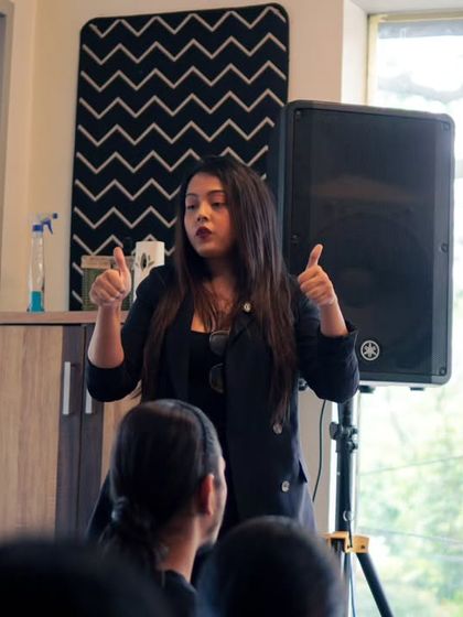 In action during my workshop at Rainbow Bridge, Bangalore. I believe in an energetic and interactive teaching style to keep everyone engaged and learning.