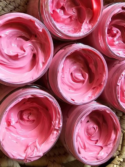 A full basket of Rose Calamine packs, showing the care I put into making each one.
